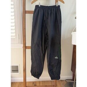 Vintage Y2K Adidas Windbreaker Pants Black Green Stripe Mens Small